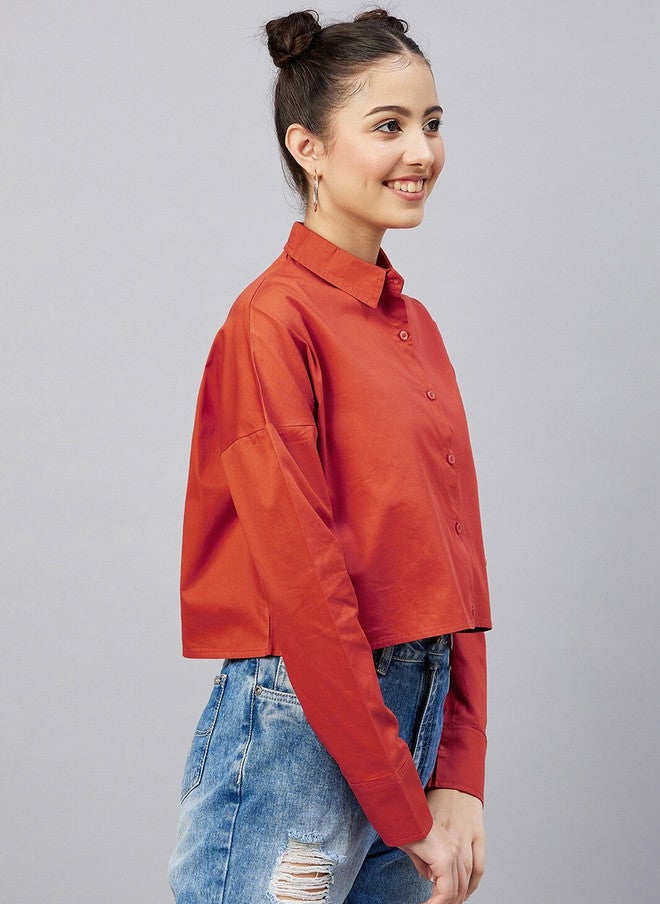 CHIMPAAANZEE Women Red Oversized Casual Shirt - Image 3